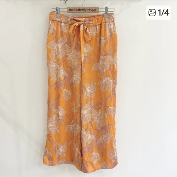 NWT Joie Orange and Purple Floral Pants - Picture 1 of 6